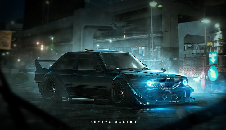 Khyzyl Saleem, coche, BMW M3 E30, render, ilustraciones, BMW, RS Watanabe, Fondo de pantalla HD