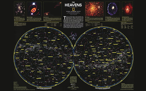 Fondo de pantalla de The Heavens, mapa estelar, National Geographic, infografía, Fondo de pantalla HD HD wallpaper
