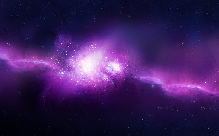 purple nebula, nebula, space, space art, colorful, digital art, HD wallpaper