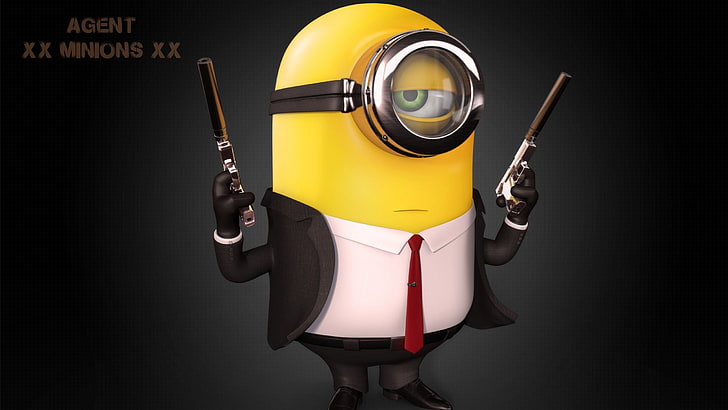 one-eyed Minion wallpaper, minions, detectives, crossover, Hitman: Absolution, tie, red, Hitman, HD wallpaper