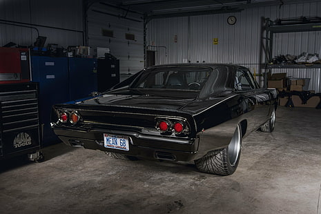 muscle cars, Dodge Charger RT 1968, Dodge Charger RT, old car, Dodge, American cars, Garage, HD wallpaper HD wallpaper
