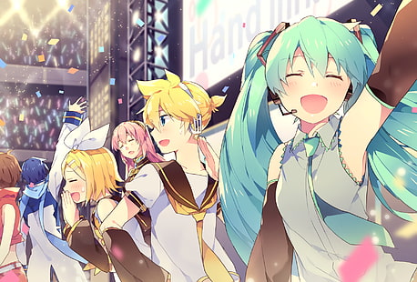 Vocaloid, Megurine Luka, Hatsune Miku, Kagamine Len, Anime, HD-Hintergrundbild HD wallpaper