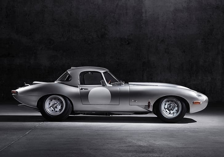 light, grey, background, Jaguar, steel, E-Type Lightweight, HD wallpaper
