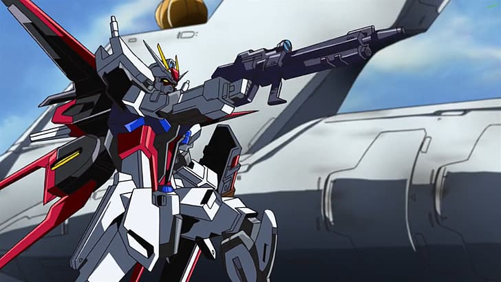 anime, Anime screenshot, Aile Strike Gundam, Mobile Suit Gundam SEED, Gundam, mechs, Super Robot Taisen, artwork, digital art, HD wallpaper