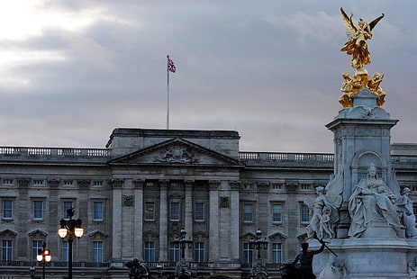 Бъкингамския дворец, Англия, злато, статуя, HD тапет HD wallpaper