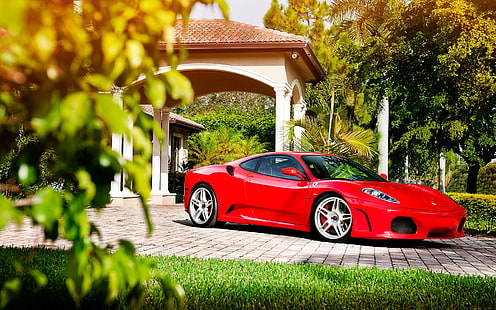 Ferrari F430 på ADV1 Wheels 2, röd ferari f430, ferrari, f430, hjul, adv1, bilar, HD tapet HD wallpaper