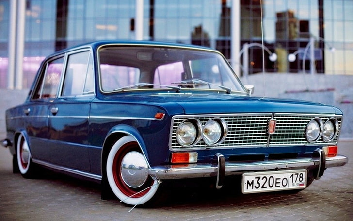 niebieski sedan, samochód, stary samochód, samochody rosyjskie, LADA, VAZ, LADA 2106, VAZ 2106, Lada 1500, Tapety HD