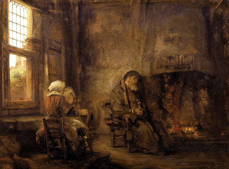 картина, жанр, Рембранд ван Рейн, Тобиас и съпругата му, HD тапет