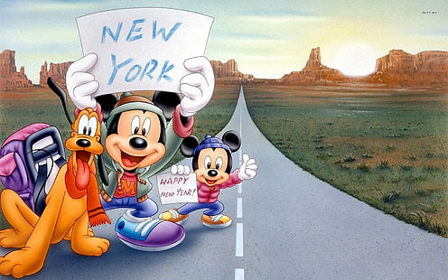 Fondo de pantalla digital de Mickey Mouse, Minnie Mouse y Plutón, Disney, Mickey Mouse, Fondo de pantalla HD HD wallpaper