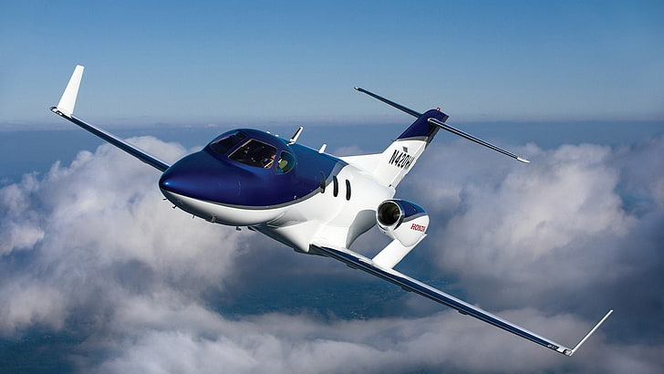 aircraft, clouds, flying, hondajet, skyscapes, HD wallpaper