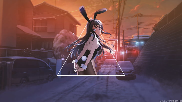 anime, dziewczyny anime, obraz w obrazie, Seishun Buta Yarō wa Bunny Girl-senpai no Yume wo Minai, Tapety HD