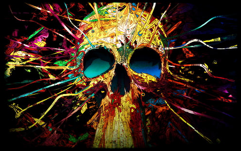 art numérique, crâne, coloré, Matei Apostolescu, Fond d'écran HD HD wallpaper