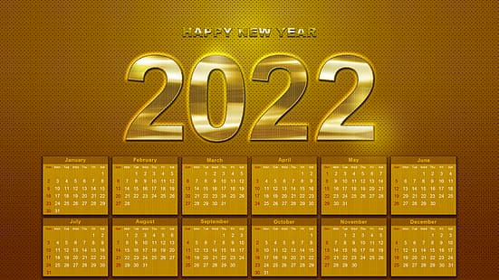 2022 (År), Gott Nytt År, kalender, HD tapet HD wallpaper