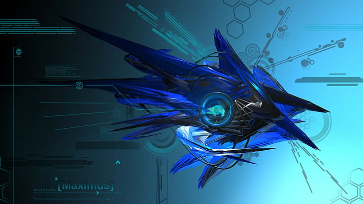fondo de pantalla Maximus azul y negro, ilustración digital Maximus azul y negro, abstracto, Fondo de pantalla HD