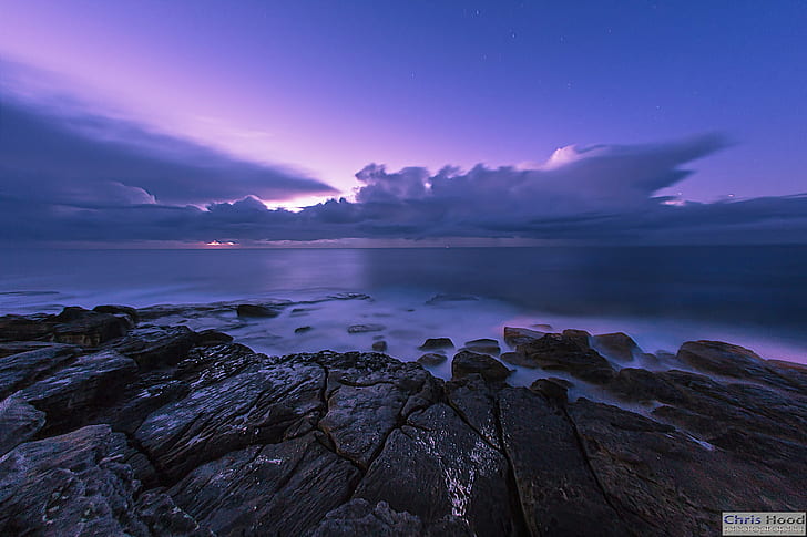 青い空、ボンダイ、ボンダイ、岩、石、水域、青い空、夜明け、朝、海、波、雲、オーストラリア、海岸、自然、夕日、海、夜、風景、空の下の石と水域、夕暮れ、水、岩-オブジェクト、 HDデスクトップの壁紙