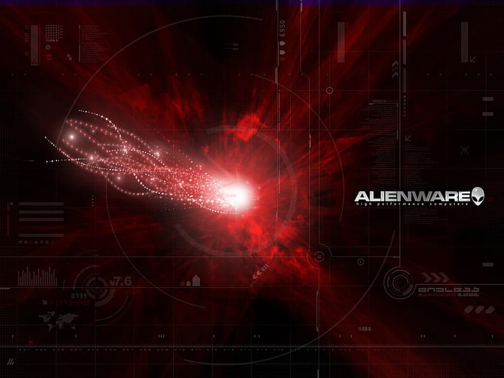 لافتات ضوء LED باللونين الأسود والأحمر ، من Alienware، خلفية HD