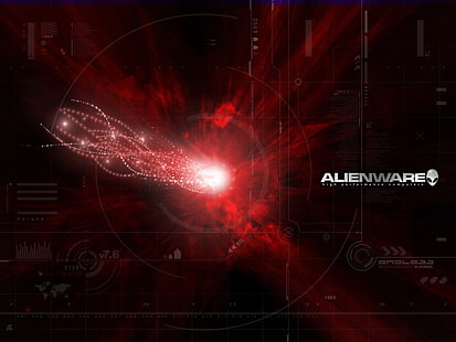 черный и красный светодиодные вывески, Alienware, HD обои HD wallpaper