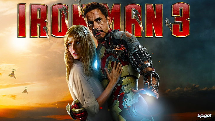 Filmler, Iron Man, Tony Stark, Robert Downey Jr., Biber Potts, Gwyneth Paltrow, Iron Man 3, Marvel Sinematik Evreni, film afişi, HD masaüstü duvar kağıdı
