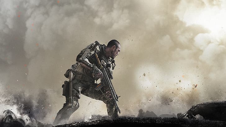 CoD, Weapon, Activision, Field, Soldier, Video Game, Sledgehammer Games, Call of Duty: Advanced Warfare, HD wallpaper