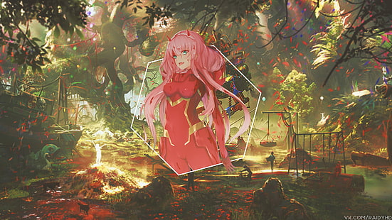 garotas de anime, anime, imagem em imagem, Zero Dois, Querida no FranXX, HD papel de parede HD wallpaper