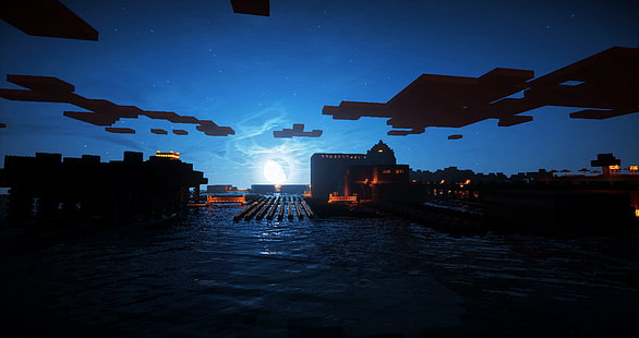 ภาพเงาของวอลล์เปเปอร์อาคาร Minecraft, วอลล์เปเปอร์ HD HD wallpaper