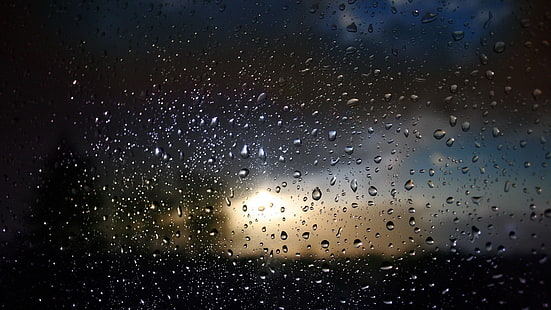 Wassertropfen, Glas, Wasser auf Glas, Regen, HD-Hintergrundbild HD wallpaper
