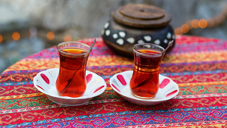 turkish tea, glasses, traditional, cloth, tradition, turkish, tea cup, tea, glass, spoon, HD wallpaper