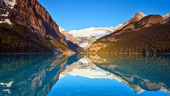 góra scenerii, park narodowy Banff, lodowiec Wiktorii, kanada, jezioro polodowcowe, morena, park narodowy, pasmo górskie, śnieg, odbicie, zima, niebo, jezioro, woda, góra, alberta, jezioro louise, Tapety HD HD wallpaper