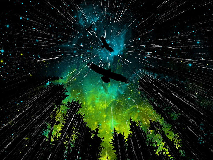 Adler Silhouette Wallpaper, Vögel, Wald, Adler, Streifen, HD-Hintergrundbild