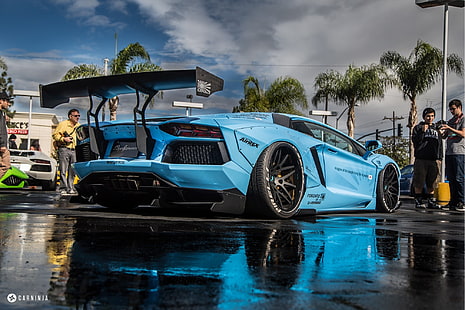 blue Lamborghini coupe, Lamborghini, Lamborghini Aventador, Performa LB, kendaraan, mobil biru, mobil, Wallpaper HD HD wallpaper