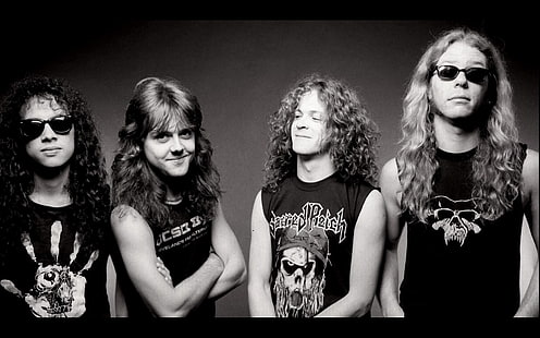 Vier Männer in ärmellosen Hemden, Metallica, Jugend, Band, Mitglieder, Frisur, HD-Hintergrundbild HD wallpaper