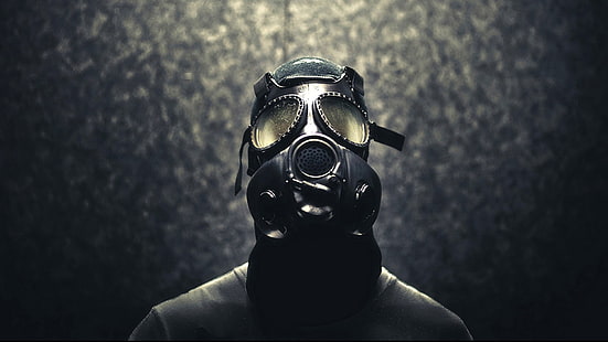 black gas mask, gas masks, men, HD wallpaper HD wallpaper