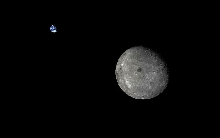 Луна, Земля, Космос, иллюстрация луны и земли, Луна, Земля, космос, 2560x1600, HD обои