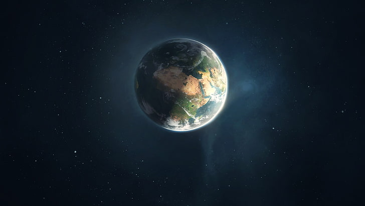 Planet Erde digitale Tapete, Raum, Erde, Planet, Raumkunst, digitale Kunst, HD-Hintergrundbild