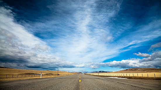 Empty highway, gray asphalt road, world, 1920x1080, road, highway, HD wallpaper HD wallpaper