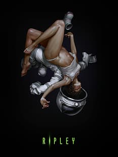 Эллен Рипли, Чужой (кино), цифровое искусство, белое белье, HD обои HD wallpaper
