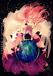 Mahou Shoujo Madoka Magica, Kaname Madoka, Flügel, Anime, Anime Mädchen, HD-Hintergrundbild HD wallpaper