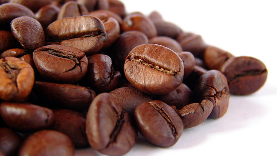 Granos de café, macro, grano de café marrón, granos de café, macro, Fondo de pantalla HD HD wallpaper
