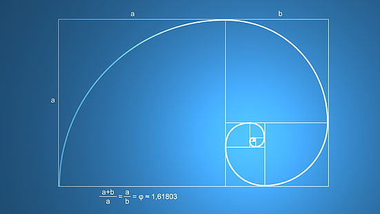 fondo de pantalla de ecuación matemática, ilustración de ecuación matemática, ciencia, patrón, proporción áurea, matemáticas, minimalismo, secuencia de Fibonacci, fondo azul, cuadrado, Fondo de pantalla HD HD wallpaper