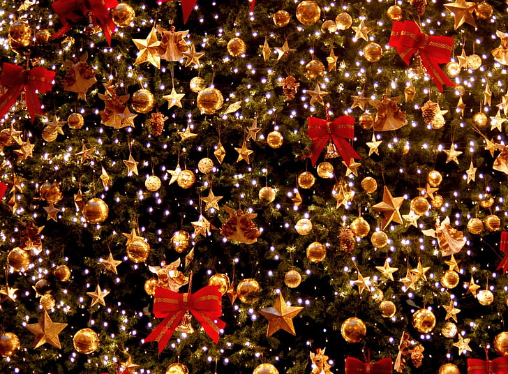 Fond d'arbre de Noël, arbre de Noël, vacances, Noël, arbre, classique, ornements, Fond d'écran HD