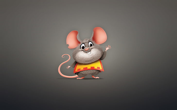 gray rat illustration, animal, minimalism, mouse, rodent, chubby, HD wallpaper