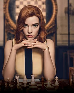 Anya Taylor-Joy, mujer, actriz, pelirroja, ajedrez, The Queen's Gambit, Serie de TV, TV, Fondo de pantalla HD HD wallpaper