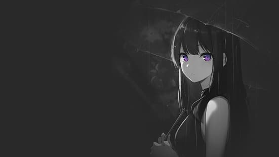 selektive Färbung, Monochrom, Anime-Mädchen, HD-Hintergrundbild HD wallpaper