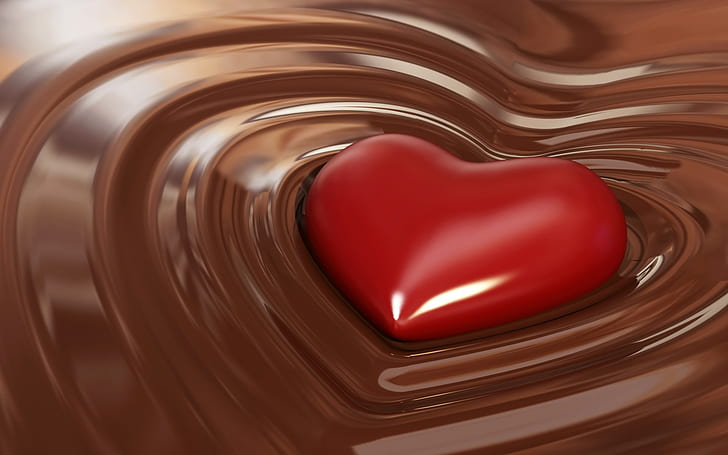 Chocolate en forma de corazón dulce, chocolate en forma de corazón, Dulce, Corazón, Chocolate, Fondo de pantalla HD