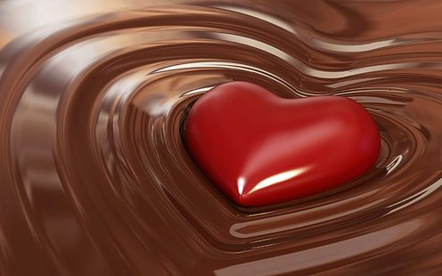 Słodka czekolada w kształcie serca, czekolada w kształcie serca, Sweet, Heart, Chocolate, Tapety HD HD wallpaper