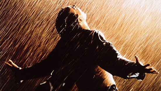 мужская черная классическая рубашка, шоушенк искупление, свобода, дождь, мужчины, HD обои HD wallpaper
