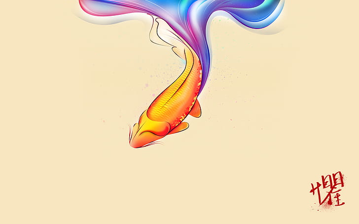 Koi Fish Fish Abstract HD, abstract, digital/artwork, fish, koi, HD wallpaper