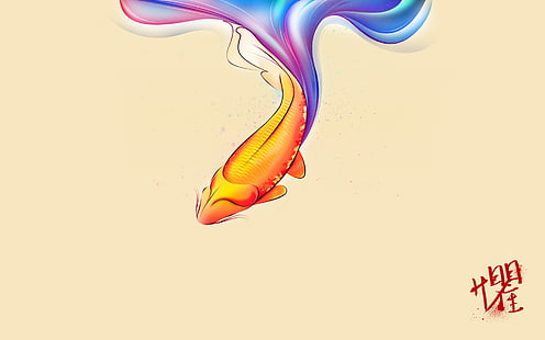 Koi Fish Fish Abstract HD, abstract, digital/artwork, fish, koi, HD wallpaper HD wallpaper