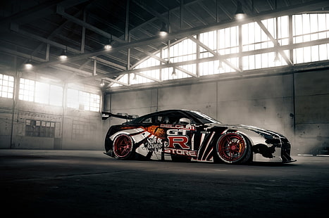 Nissan GT-R สีเงินและสีดำ, Nissan GTR, LB Performance, Super Car, วอลล์เปเปอร์ HD HD wallpaper