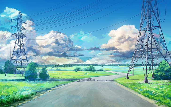 graue Betonstraße, Straße, das Spiel, Anime, Arsenixc, ewiger Sommer, endloser Sommer, HD-Hintergrundbild